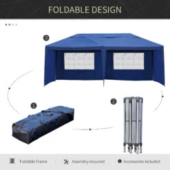 Outsunny 10' X 20' Pop Up Canopy Tent With 4 Sidewalls, Heavy Duty Tents For Parties, Outdoor Instant Gazebo With Carry Bag, For Outdoor, Garden, Patio, Blue -Outsunny LbJa0917f680c5bdc
