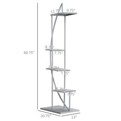 Outsunny 5 Tier Metal Plant Stand With Hangers, Half Moon Shape Flower Pot Display Shelf For Living Room Patio Garden Balcony Decor, 2 Pack, Gray -Outsunny Lfxc1718062da8f8a