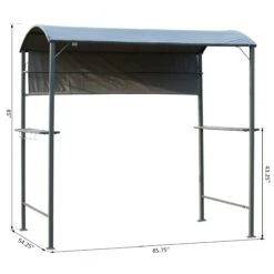 Outsunny 7FT Grill Gazebo BBQ Canopy With Sun Shade Panel Side Awning, 2 Exterior Serving Shelves, 5 Hooks For Patio Lawn Backyard -Outsunny Llq96817e67c3fd89