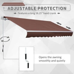 Outsunny Outside Residential Pop-Out Polyester Awning W/ UV & Rain Protection Brown -Outsunny LmTa09181a40ad942