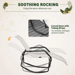 Outsunny Outdoor Folding Rocking Chair, Foldable Chaise Lounge Pool Chair With Armrests For Sun Tanning, Sunbathing, Rocker For Patio, Lawn, Beach, Cream White -Outsunny M1f62417e71d9bbf8