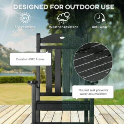 Outsunny Outdoor Rocking Chair, All Weather-Resistant HDPE Rocking Patio Chairs With Rustic High Back, Armrests, Oversized Seat And Slatted Backrest, 350lbs Weight Capacity, Black -Outsunny MEv1e01896884afa0