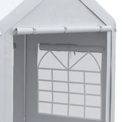 Outsunny 10' X 20' Party Tent & Carport, Height Adjustable Portable Garage, Outdoor Canopy Tent With Mesh Windows, Zippered Door, For Car, Truck, Boat, Motorcycle, Bike, Garden Tools, White -Outsunny MI1d4d188dc2e8297