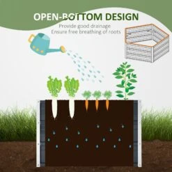 Outsunny 40'' X 16'' Hexagon Metal Raised Garden Bed, Elevated Large Corrugated Galvanized Steel Planter Box W/ Install Gloves For Backyard, Patio To Grow Vegetables, Herbs, And Flowers, Grey -Outsunny MIc76917e69691e40