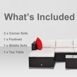 Outsunny 5-Piece Outdoor Sectional Furniture, Patio Wicker Couch, All-Weather PE Rattan Sofa Set With Cushions, Pillows, Glass Coffee Table For Garden, Backyard, Cream White 19 Outsunny 5-Piece Outdoor Sectional Furniture, Patio Wicker Couch, All-Weather PE Rattan Sofa Set With Cushions, Pillows, Glass Coffee Table For Garden, Backyard, Cream White -Outsunny MNX75617f8117435f