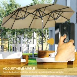Outsunny 10ft Double-sided Patio Umbrella With Solar Lights And Sandbag Base, Outdoor Umbrella With Push Button Tilt, Crank, Air Vents For Garden, Backyard, Deck, Pool, Market, Coffee -Outsunny MQC88c1864a938bb8