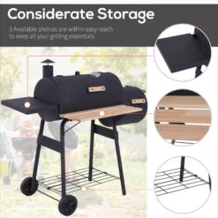 Outsunny 48" Charcoal BBQ Grill And Smoker Combo With Wheels Steel Portable Backyard BBQ Grill -Outsunny MRt75617fce8e0677