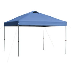 Outsunny 10' X 10' Pop Up Canopy Tent, Instant Sun Shelter With 3-Level Adjustable Height, Top Vents And Wheeled Carry Bag For Outdoor, Garden, Patio, Blue