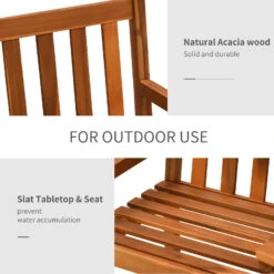 Outsunny Acacia Wood Outdoor Slatted Tete A Tete Bench Chair With Umbrella Hole -Outsunny MSib1017f91621d26