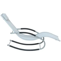 Outsunny Zero Gravity Rocking Chair Outdoor Chaise Lounge Chair Recliner Rocker With Detachable Pillow & Durable Weather-Fighting Fabric For Patio, Deck, Pool, Grey -Outsunny MZa76517e68fb494d