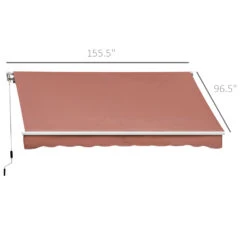 Outsunny 13' X 8' Retractable Awning, Patio Awnings, Sunshade Shelter With Manual Crank Handle, 280g/m² UV & Water-Resistant Fabric And Aluminum Frame For Deck, Balcony, Yard, Coffee Brown -Outsunny Mdsc17181a40ad2e0
