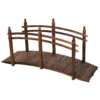 Outsunny 7.5' Fir Wood Garden Bridge Arc Walkway With Side Railings, Perfect For Backyards, Gardens, & Streams, Carbonized