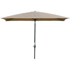 Outsunny 6.5' X 10' Rectangular Market Umbrella, Patio Outdoor Table Umbrella With Crank And Push Button Tilt, Coffee