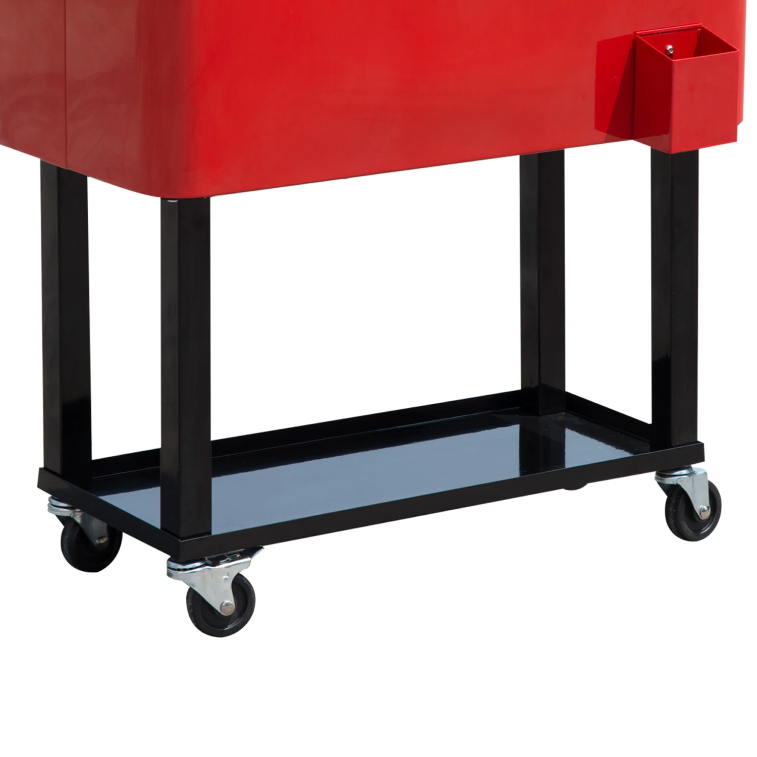 Outsunny 80 QT Rolling Cooling Bins Ice Chest On Wheels Outdoor Stand Up Drink Cooler Cart For Party, Red 8 Outsunny 80 QT Rolling Cooling Bins Ice Chest On Wheels Outdoor Stand Up Drink Cooler Cart For Party, Red - Image 8