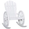Outsunny Rustic Wood Adirondack Rocking Patio Chair W/ Slatted Design, Wheel Armrests
