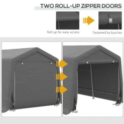 Outsunny 10' X 20' Carport Portable Garage, Heavy Duty Storage Tent, Patio Storage Shelter W/ Anti-UV PE Cover And Double Zipper Doors, For Motorcycle Bike Garden Tools -Outsunny NGQb10188526c58d9