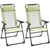 Outsunny Set Of 2 Portable Folding Outdoor Recliners W/ Adjustable Backrest, Green