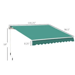 Outsunny 10' X 8' Manual Retractable Awning Sun Shade Shelter For Patio Deck Yard With UV Protection And Easy Crank Opening, Green -Outsunny NIfc171831c07c869