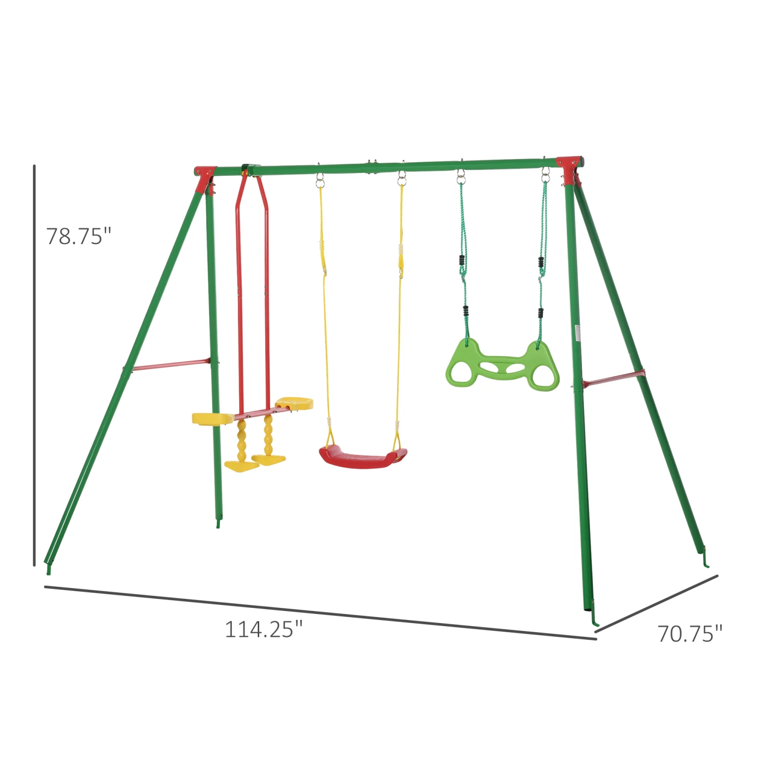 Outsunny 3 In 1 Kids Swing Set W/ Monkey Bar Rings Glider And Adjustable Hanging Rope, Multiple Kids Playground Equipment For Backyard 3 - 8 Years Old 3 Outsunny 3 In 1 Kids Swing Set W/ Monkey Bar Rings Glider And Adjustable Hanging Rope, Multiple Kids Playground Equipment For Backyard 3 - 8 Years Old - Image 3