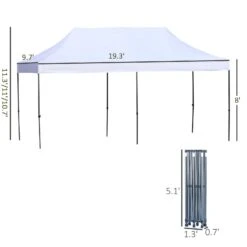 Outsunny 10' X 20' Pop Up Canopy Tent, Instant Sun Shelter, Tents For Parties, Height Adjustable, With Wheeled Carry Bag, For Outdoor, Garden, Patio, White -Outsunny NSDc1717f7294105b