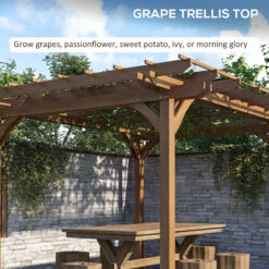 Outsunny 12' X 10' Outdoor Pergola, Wood Gazebo Grape Trellis With Stable Structure For Climbing Plant Support, Garden, Patio, Backyard, Deck 13 Outsunny 12' X 10' Outdoor Pergola, Wood Gazebo Grape Trellis With Stable Structure For Climbing Plant Support, Garden, Patio, Backyard, Deck -Outsunny NbU88c18677a30cd7