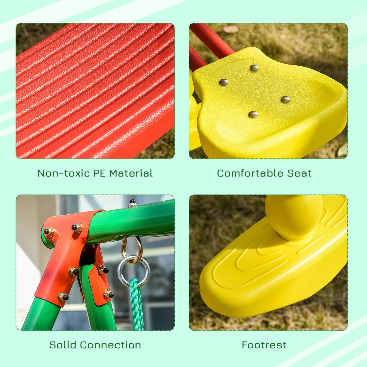 Outsunny 3 In 1 Kids Swing Set W/ Monkey Bar Rings Glider And Adjustable Hanging Rope, Multiple Kids Playground Equipment For Backyard 3 - 8 Years Old 5 Outsunny 3 In 1 Kids Swing Set W/ Monkey Bar Rings Glider And Adjustable Hanging Rope, Multiple Kids Playground Equipment For Backyard 3 - 8 Years Old - Image 5