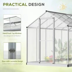 Outsunny 10' L X 6' W Walk-In Polycarbonate Greenhouse With Roof Vent For Ventilation & Rain Gutter, Hobby Greenhouse For Winter -Outsunny NnO88c1818c024bdf