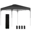 Outsunny 8' X 8' Pop Up Canopy Tent With Wheeled Carry Bag And 4 Sand Bags, Instant Sun Shelter, Tents For Parties, Height Adjustable, For Outdoor, Garden, Patio, Black