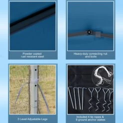 Outsunny 10' X 10' Pop Up Canopy Tent With Netting, Instant Gazebo, Ez Up Screen House Room With Carry Bag, Height Adjustable, For Outdoor, Garden, Patio, Light Blue -Outsunny NsS16c17ed30dc2da