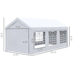 Outsunny 10' X 20' Party Tent & Carport, Large Outdoor Canopy Tent Portable Garage With Removable Sidewalls, 2 Doors And Windows, White Tents For Parties, Wedding, Events, BBQ -Outsunny NtIc1718585f3a856