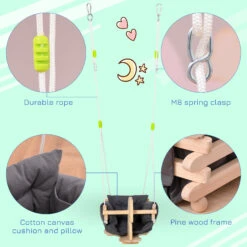 Outsunny Baby Swing Seat Wooden Toy Horse With Cotton Cushion Pillow Indoor Outdoor -Outsunny Nzy03517e6b69cab8