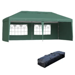 Outsunny 10' X 20' Outdoor Gazebo Canopy Party Wedding Party Tent With 4 Removable Sidewalls - Green