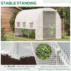 Outsunny 10' X 7' X 7' Walk-in Tunnel Greenhouse, Outdoor Plant Nursery With Anti-Tear PE Cover, Zipper Doors And Mesh Windows, White -Outsunny O6Rb10188c3b86e7d