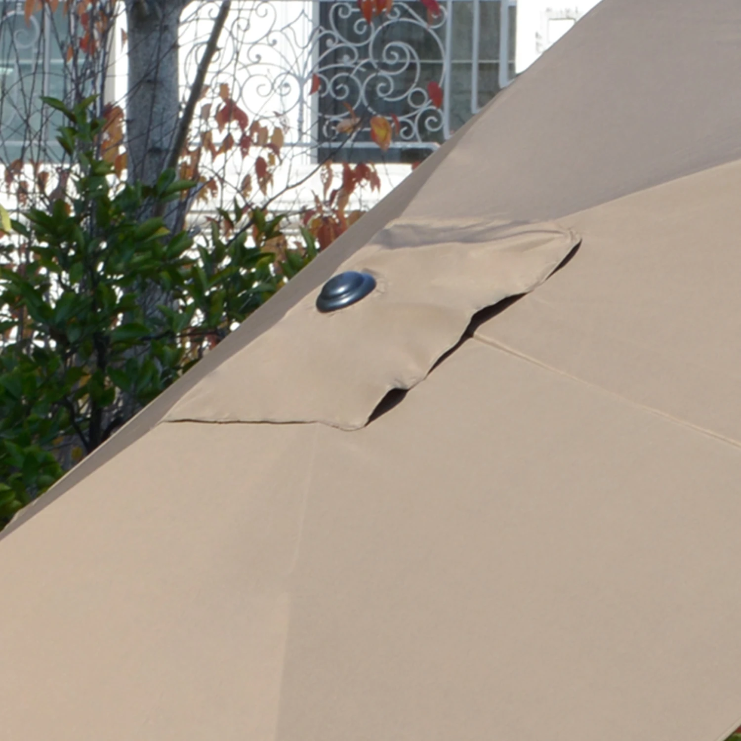 Outsunny 6.5' X 10' Rectangular Market Umbrella, Patio Outdoor Table Umbrella With Crank And Push Button Tilt, Coffee 8 Outsunny 6.5' X 10' Rectangular Market Umbrella, Patio Outdoor Table Umbrella With Crank And Push Button Tilt, Coffee - Image 8