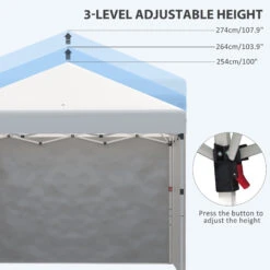 Outsunny 10' X 10' Pop Up Canopy Tent With 3 Sidewalls, Leg Weight Bags And Carry Bag, Height Adjustable, Instant Party Tent Event Shelter Gazebo For Garden, Patio, Cream -Outsunny OCV756185c765befd