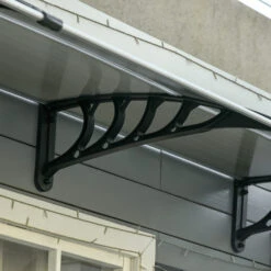 Outsunny Window Awning Door Canopy, 118" X 37.75" Polycarbonate Front Door Outdoor Patio Cover With Hollow Sheet For UV, Rain, Snow And Sunlight Protection, Brown -Outsunny OEofc917f2f9a3be6