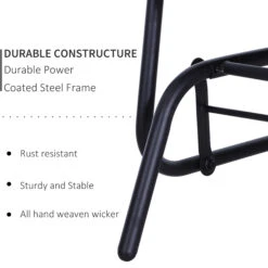 Outsunny Patio 2-Person Wicker Glider Bench Rocking Chair, Outdoor All-Hand Woven PE Rattan Loveseat W/ Ergonomic Design Rocking System For Patio, Garden, Porch, Lawn, Black -Outsunny OIGe5b17e66fa83b4