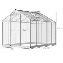 Outsunny 10' L X 6' W Walk-In Polycarbonate Greenhouse With Roof Vent For Ventilation & Rain Gutter, Hobby Greenhouse For Winter -Outsunny OJ2c171818c024bdf