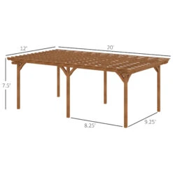 Outsunny 12' X 20' Outdoor Pergola, Wood Gazebo Grape Trellis With Stable Structure For Climbing Plant Support, Garden, Patio, Backyard, Deck -Outsunny OKBc1718673c64822