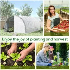 Outsunny 20' X 10' X 7' Large Walk-in Greenhouse, Steel Frame, PE Cover, 2 Zipper Doors, Outdoor Tunnel Hoop Hot House Kit For Tropical Plants, Flowers, Herbs & Vegetables, White -Outsunny ONL75618871529006