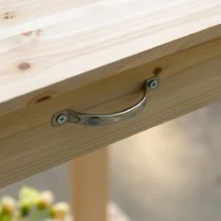 Outsunny 36'' Wooden Potting Bench Work Table With 2 Removable Wheels, Sink, Drawer & Large Storage Spaces, Natural -Outsunny ONU5f617e684426f0