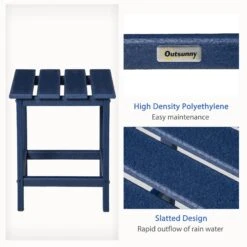 Outsunny 15" Outdoor Side Table, Square Patio Accent Table, Durable HDPE Plastic Tea Table For Adirondack Chair, Backyard, Garden, Lawn, Blue -Outsunny OjS21817ed37bb70a