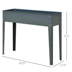 Outsunny 39" X 12" X 32" Metal Raised Garden Bed Planter Box With Durable Material & 3 Bottom Drain Holes, Dark Grey -Outsunny Oslc171831cd9c3cc