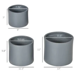 Outsunny Set Of 3 Outdoor Planter Set, 13/11.5/9in, MgO Flower Pots With Drainage Holes, Outdoor Ready & Stackable Plant Pot For Indoor, Entryway, Patio, Yard, Garden 11 Outsunny Set Of 3 Outdoor Planter Set, 13/11.5/9in, MgO Flower Pots With Drainage Holes, Outdoor Ready & Stackable Plant Pot For Indoor, Entryway, Patio, Yard, Garden -Outsunny OvSc1718871528b39