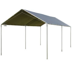 Outsunny 10'x20' Carport Heavy Duty Galvanized Car Canopy With Included Anchor Kit, 3 Reinforced Steel Cables, Gray