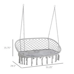 Outsunny Hammock Chair Cotton Rope Porch With Cushion For Indoor Outdoor Using -Outsunny Ovuc1717fc011f0ac