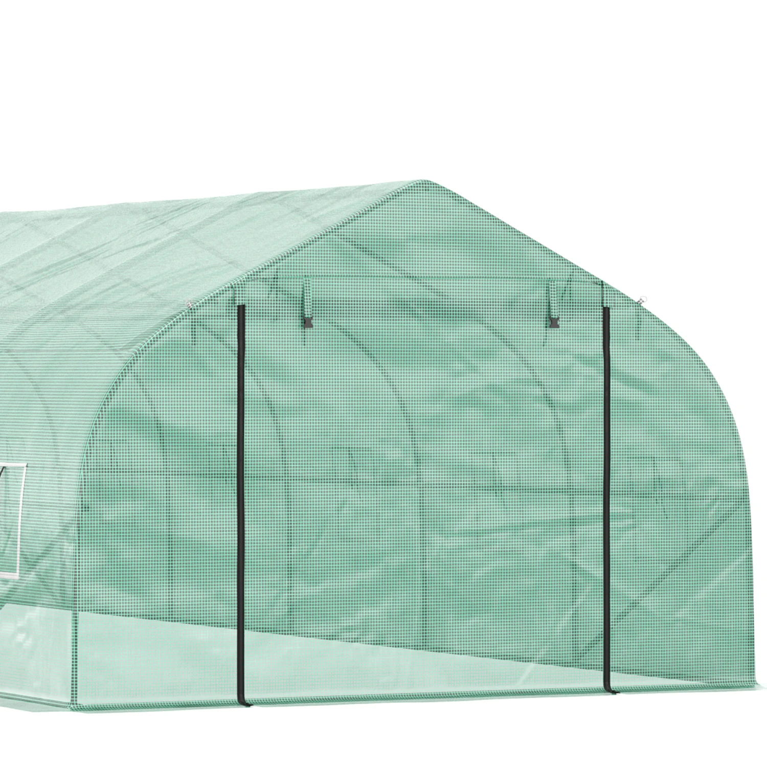 Outsunny 26' X 10' X 7' Walk-In Greenhouse Tunnel, Large Gardening Hot House With 12 Windows, 2 Net Protected Zipper Screen Doors For Backyard, Green 8 Outsunny 26' X 10' X 7' Walk-In Greenhouse Tunnel, Large Gardening Hot House With 12 Windows, 2 Net Protected Zipper Screen Doors For Backyard, Green - Image 8
