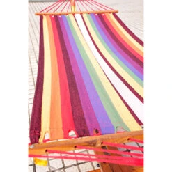 Outsunny 10' Wood Outdoor Hammock, Hammock With Stand Rainbow Bed, Heavy Duty Roman Arc Hammock For Single Person For Patio Backyard Balcony Porch, Multi Color -Outsunny P3c07b17e6c0e9dee