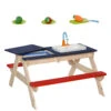 Outsunny Sand & Water Table With Sandbox, Outdoor With Kitchen Toys, Kids Picnic Table And Bench Set Water Circulation Faucet And Vegetable Accessories