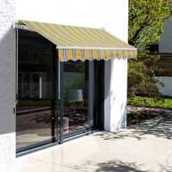 Outsunny 8' X 7' Manual Retractable Sun Shade Patio Awning - Orange, Black And Grey -Outsunny P6K6ff1831c122444